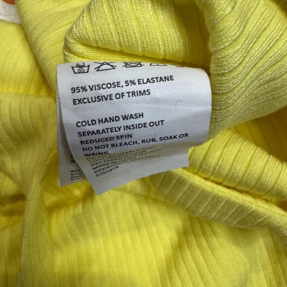 Bardot Pia Asymmetric Ribbed Lemon Yellow Bodysuit Cut Out L US 8 EU 40 - Picture 7 of 9